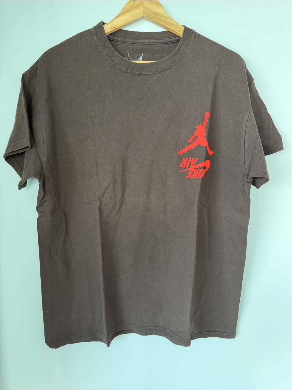 Jordan x Cactus Jack Brown Short Sleeve Tee with Red Jumpman Logo
